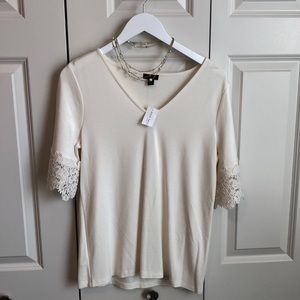 Ann Taylor cream colored dress shirt.  Med., NWT, necklace included.